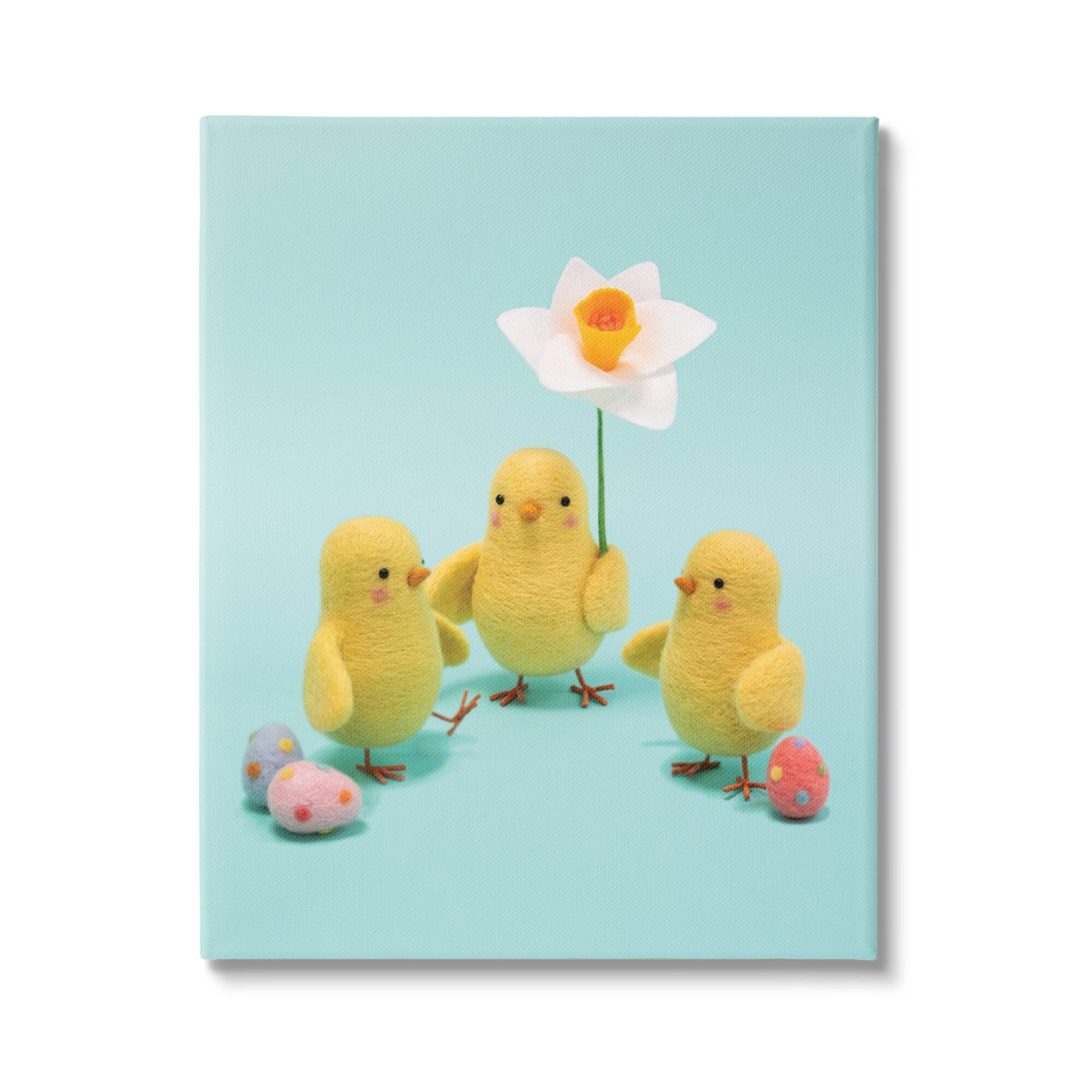Stupell Industries Spring Chicks Floral Easter Eggs Canvas Wall Art